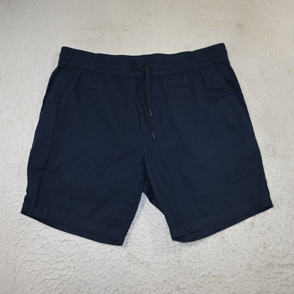 UNTUCKit Shorts Mens Large Navy Blue Cotton Linen Drawstring Casual